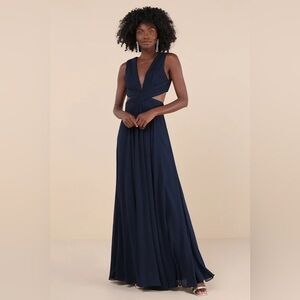 Lulus Vivid Imagination Navy Blue Cutout Maxi Dress NWOT